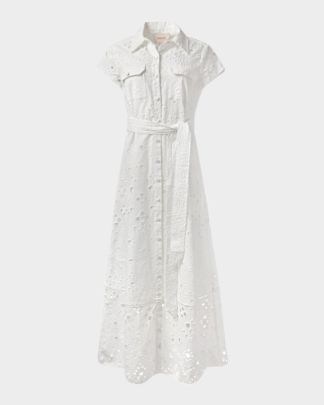 Mykonos Eyelet Embroidered Maxi Shirtdress With Belt